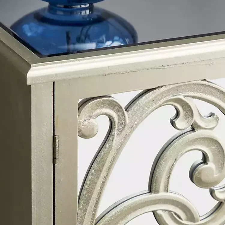 Kirklands Home Wood Carved Scroll Mirrored Cabinet Gold Best