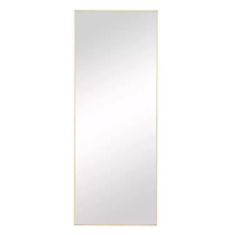 Kirklands Home Gold Wood Rectangular Wall Mirror, 14x36 in. Outlet