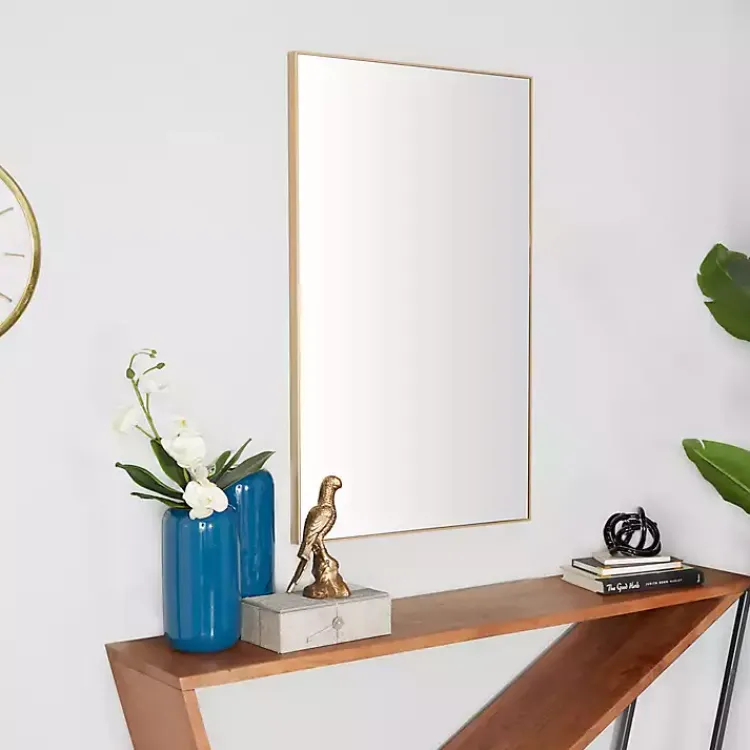 Kirklands Home Gold Wood Rectangular Wall Mirror, 24x40 in. Sale