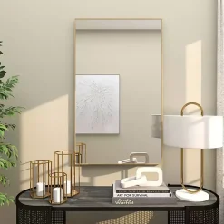 Kirklands Home Gold Wood Rectangular Wall Mirror, 24x40 in. Sale