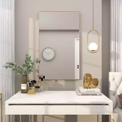 Kirklands Home Gold Wood Rectangular Wall Mirror, 24x40 in. Sale