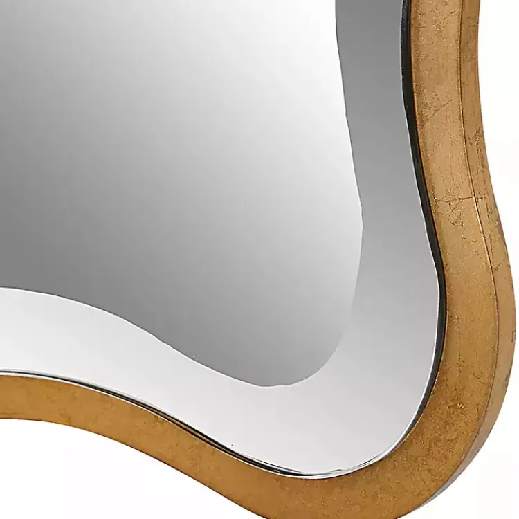 Kirklands Home Gold Wood Wavy Frame Beveled Wall Mirror Hot