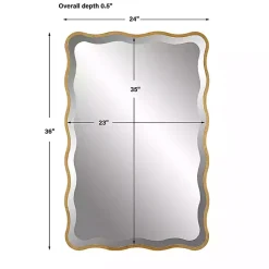 Kirklands Home Gold Wood Wavy Frame Beveled Wall Mirror Hot