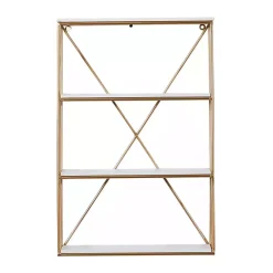 Kirklands Home Gold X-Frame Daisy White Wood Wall Shelf Sale