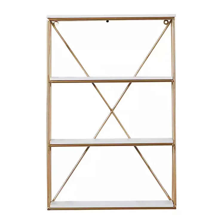 Kirklands Home Gold X-Frame Daisy White Wood Wall Shelf Sale