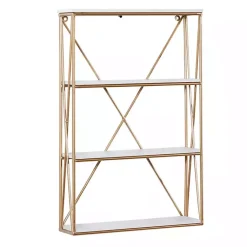Kirklands Home Gold X-Frame Daisy White Wood Wall Shelf Sale