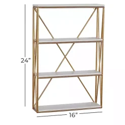 Kirklands Home Gold X-Frame Daisy White Wood Wall Shelf Sale