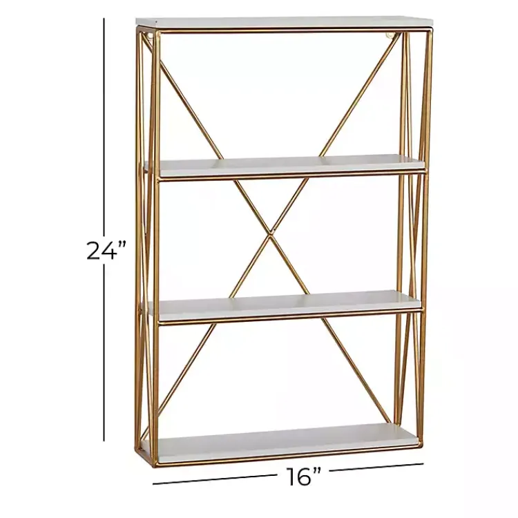 Kirklands Home Gold X-Frame Daisy White Wood Wall Shelf Sale