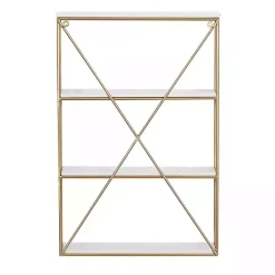 Kirklands Home Gold X-Frame Daisy White Wood Wall Shelf Sale