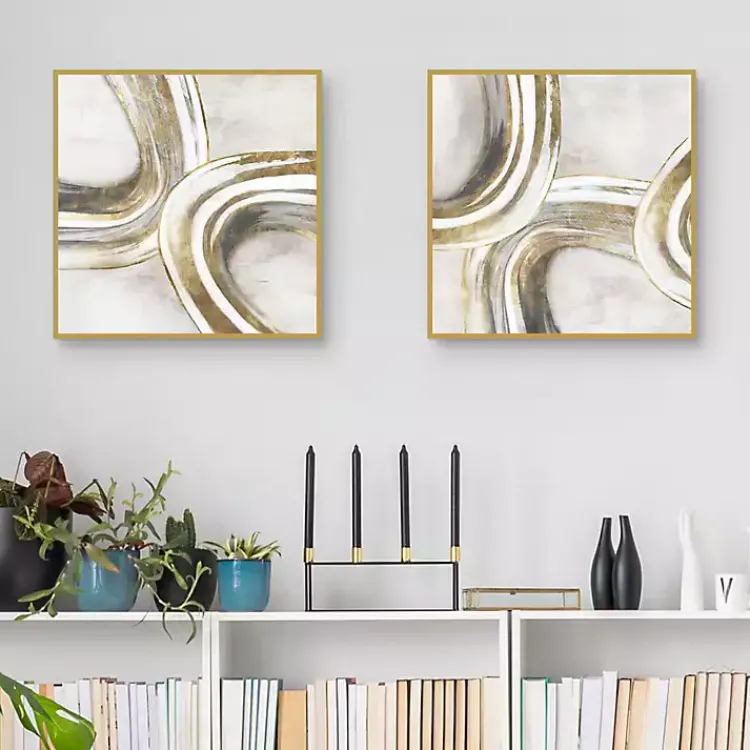 Kirklands Home Golden Contours Framed Canvas Art Prints, Set of 2 Sale