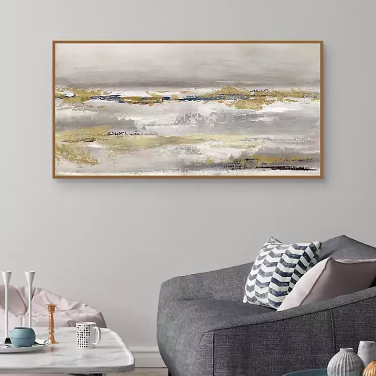 Kirklands Home Golden Fog Framed Canvas Art Print Multi New