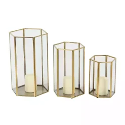 Lanterns>Kirklands Home en Geometric 3-pc. Decorative Lantern Set Gold