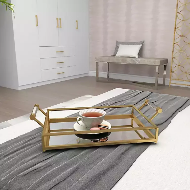 Decorative Trays>Kirklands Home en Glammed Mirror Decorative Tray Gold