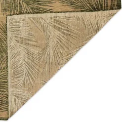 Kirklands Home Golden Green Palm Leaves Outdoor Area Rug, 4x7 New