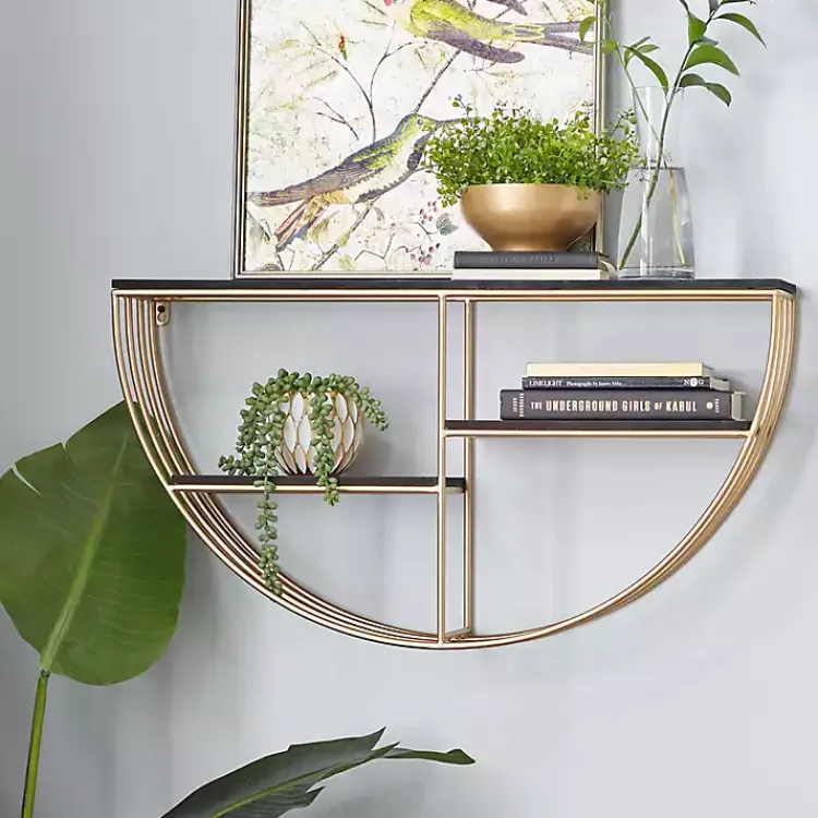 Kirklands Home Golden Half Moon Wall Shelves Clearance