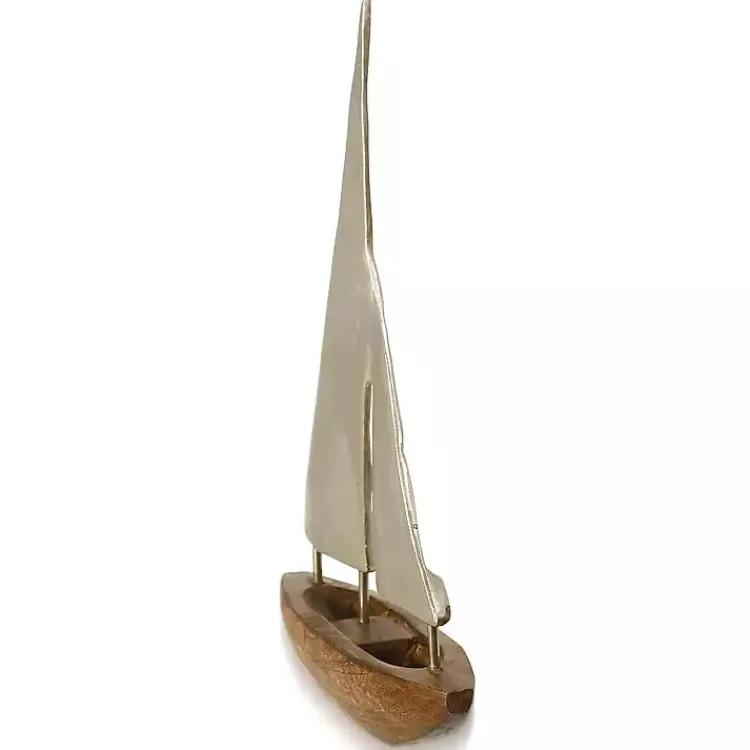 Statues & Figurines>Kirklands Home Golden Mango Wood Sailboat, 16 in.
