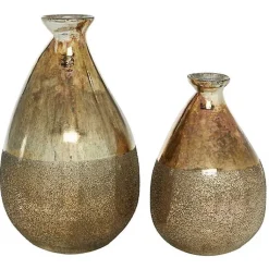 Vases>Kirklands Home en Rustic Blown Glass Bulb Vases, Set of 2 Gold