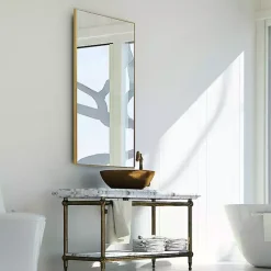 Kirklands Home Golden Simple Rectangular Frame Wall Mirror New