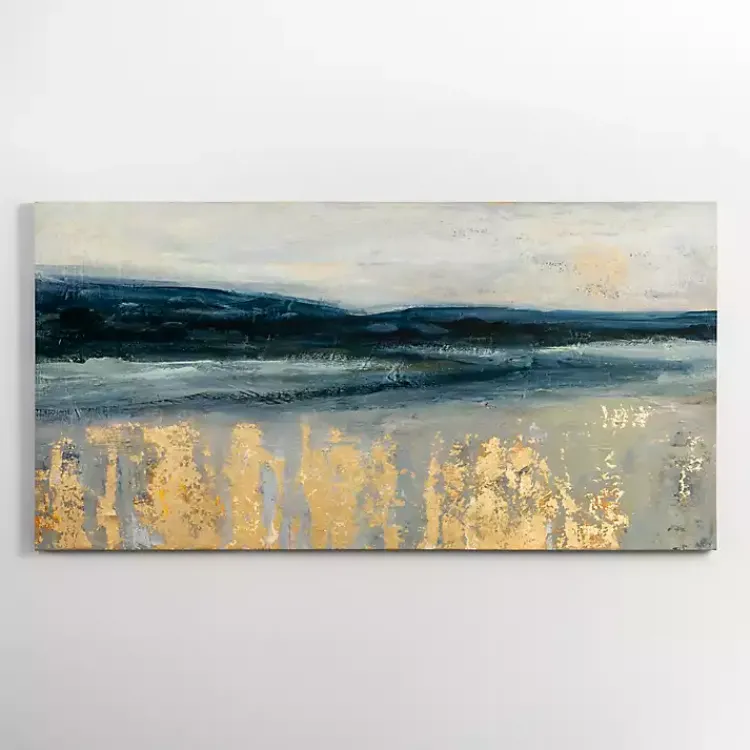Kirklands Home Golden Turquoise Abstract Canvas Wall Art Sale