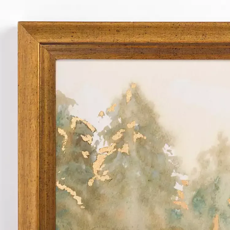 Kirklands Home Golden Watercolor Treeline Framed Canvas Art Print Clearance