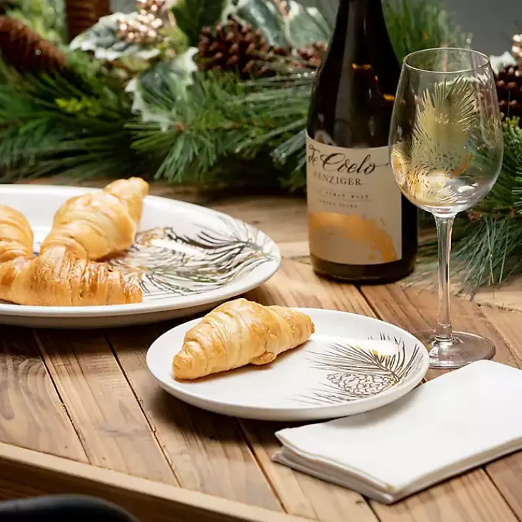 Christmas Dining & Entertaining>Kirklands Home Golden Winter Pine Branch Serving Platter