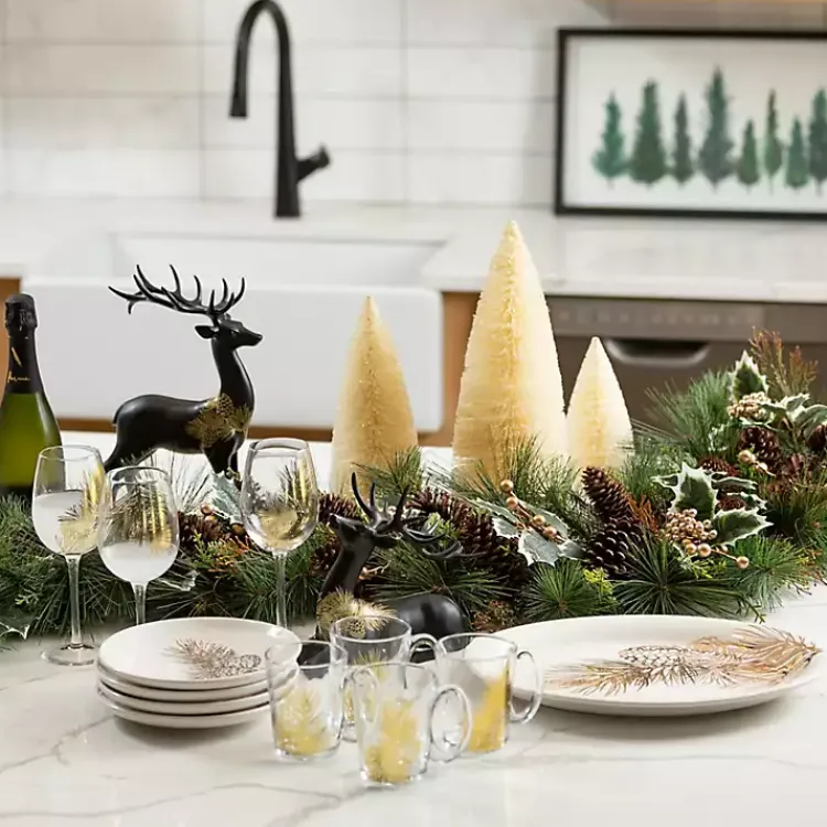 Christmas Dining & Entertaining>Kirklands Home Golden Winter Pine Branch Serving Platter