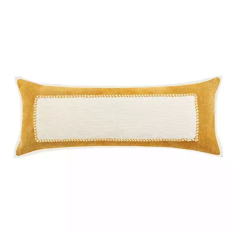 Pillows>Kirklands Home Golden Yellow Riviera Braided Frame Lumbar Pillow
