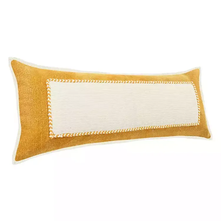 Pillows>Kirklands Home Golden Yellow Riviera Braided Frame Lumbar Pillow