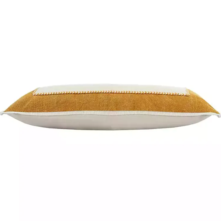Pillows>Kirklands Home Golden Yellow Riviera Braided Frame Lumbar Pillow
