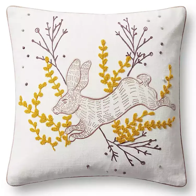 Easter Decorations>Kirklands Home Goldenrod Bunny Embroidered Easter Throw Pillow