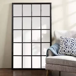 Kirklands Home Grande Black Window Pane Leaner Mirror New