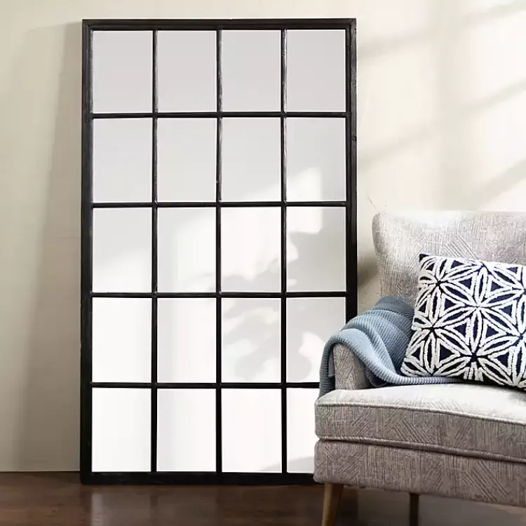 Kirklands Home Grande Black Window Pane Leaner Mirror New