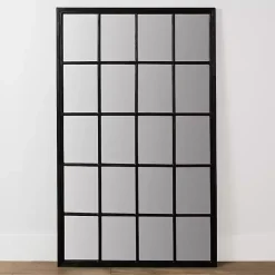 Kirklands Home Grande Black Window Pane Leaner Mirror New