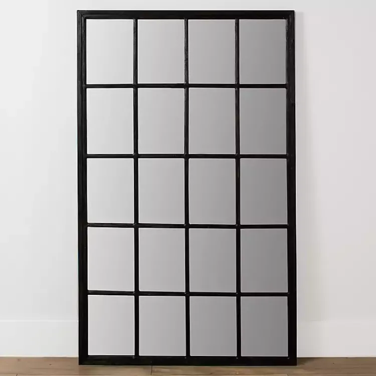 Kirklands Home Grande Black Window Pane Leaner Mirror New