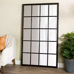 Kirklands Home Grande Black Window Pane Leaner Mirror New
