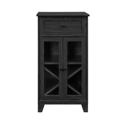 Kirklands Home Graphite Double Door Reeves Cabinet Black New
