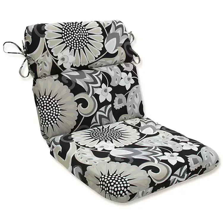Kirklands Home Graphite Floral Outdoor Chair Cushion New