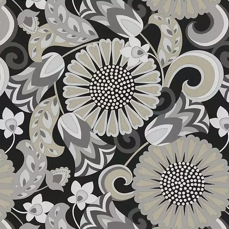Kirklands Home Graphite Floral Outdoor Chair Cushion New
