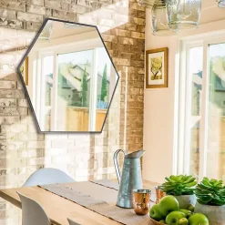 Kirklands Home Graphite Metal Hexagonal Mirror Hot