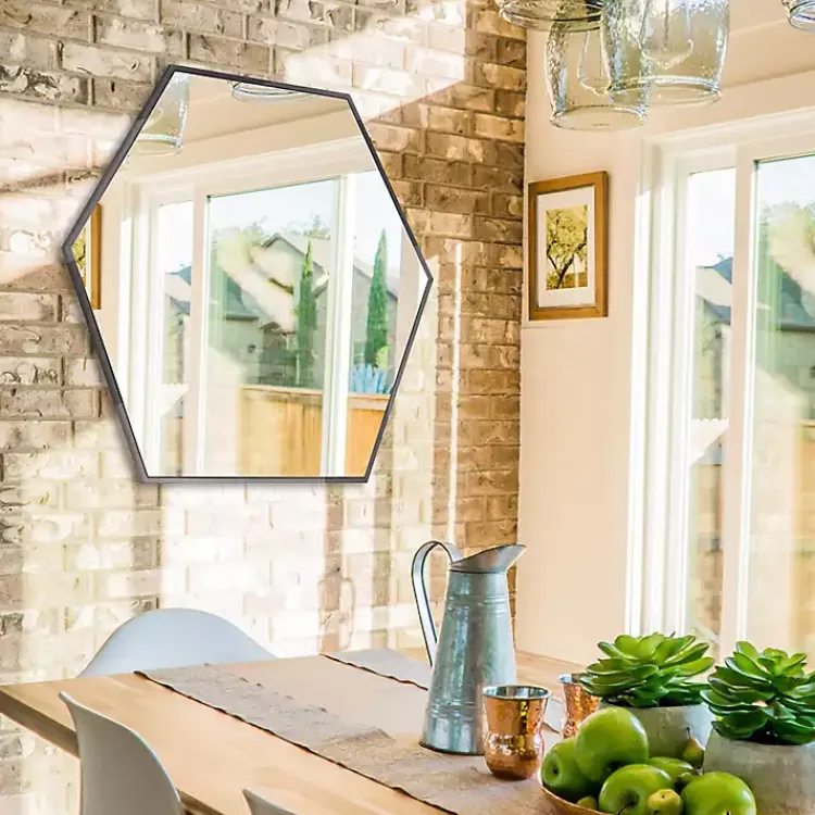 Kirklands Home Graphite Metal Hexagonal Mirror Hot