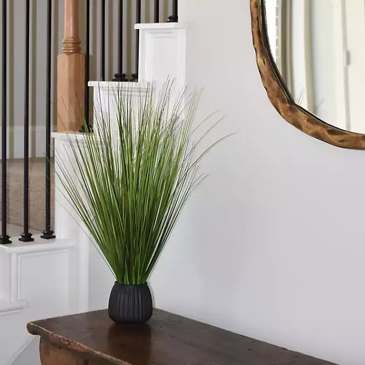 Arrangements & Greenery>Kirklands Home Grass Arrangement in Black Ribbed Pot