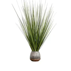 Arrangements & Greenery>Kirklands Home Grass Arrangement in Silver Ribbed Pot