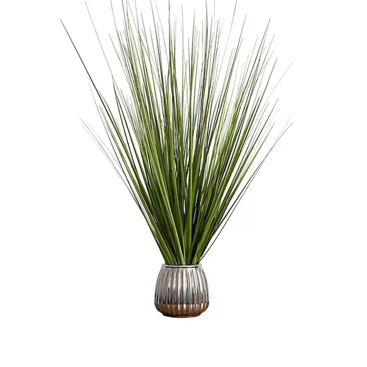 Arrangements & Greenery>Kirklands Home Grass Arrangement in Silver Ribbed Pot