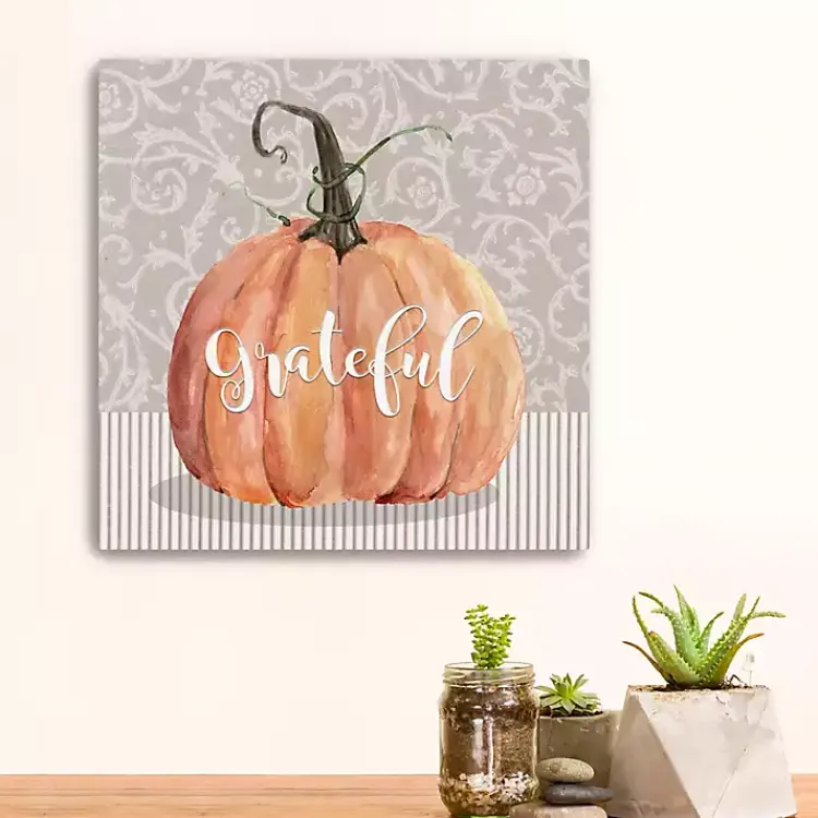 Fall>Kirklands Home Grateful Pumpkin Canvas Art Print, 20x20
