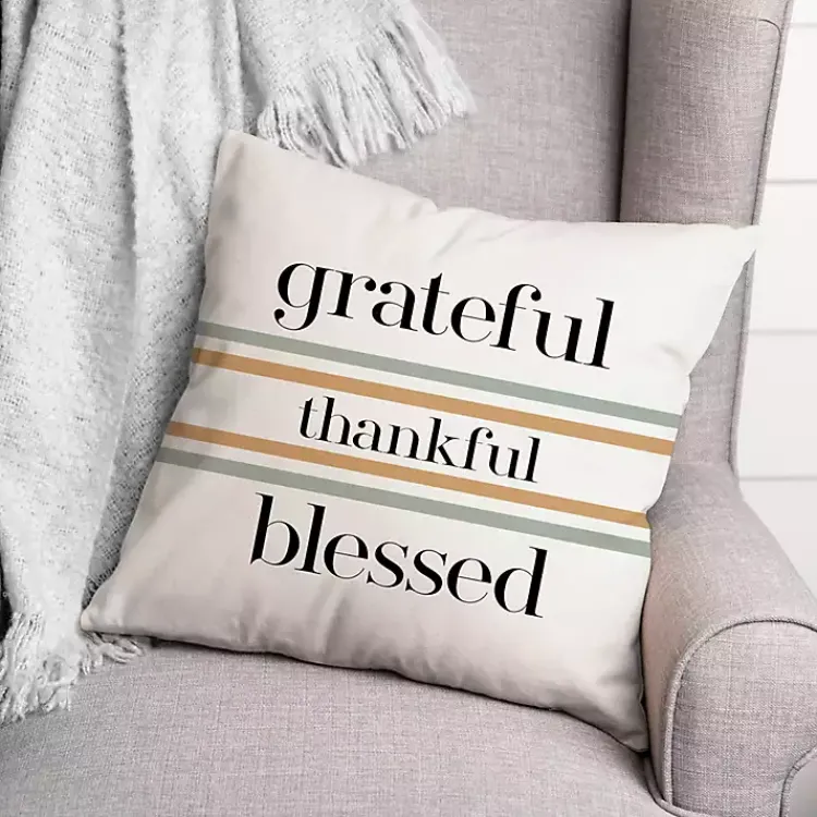Fall>Kirklands Home Grateful Thankful Blessed Outdoor Throw Pillow