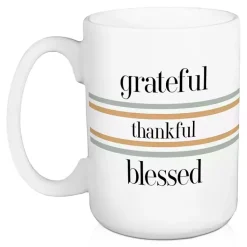 Fall>Kirklands Home Grateful, Thankful, Blessed Striped Mugs, Set of 2