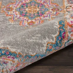 Kirklands Home Gray & Pink Central Motif Botanical Runner Outlet