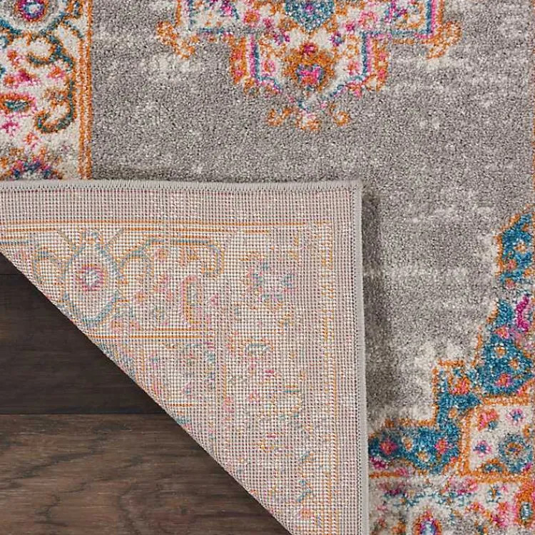 Kirklands Home Gray & Pink Central Motif Botanical Area Rug, 5x7 Online