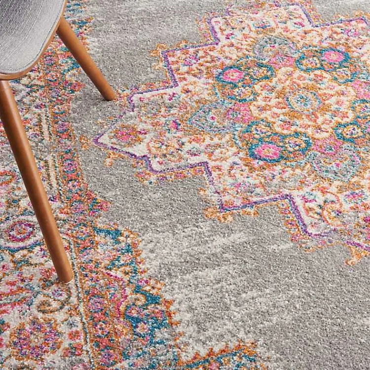 Kirklands Home Gray & Pink Central Motif Botanical Area Rug, 5x7 Online