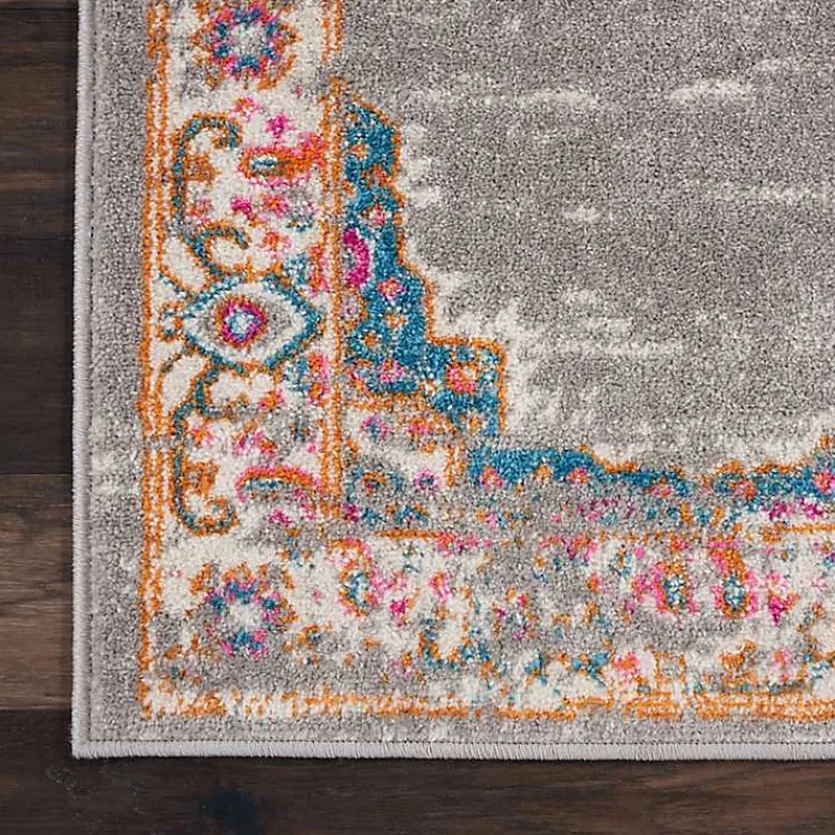 Kirklands Home Gray & Pink Central Motif Botanical Area Rug, 8x10 New